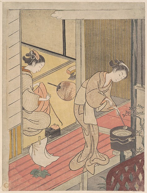 Suzuki Harunobu, The Returning Sails of the Towel Rack