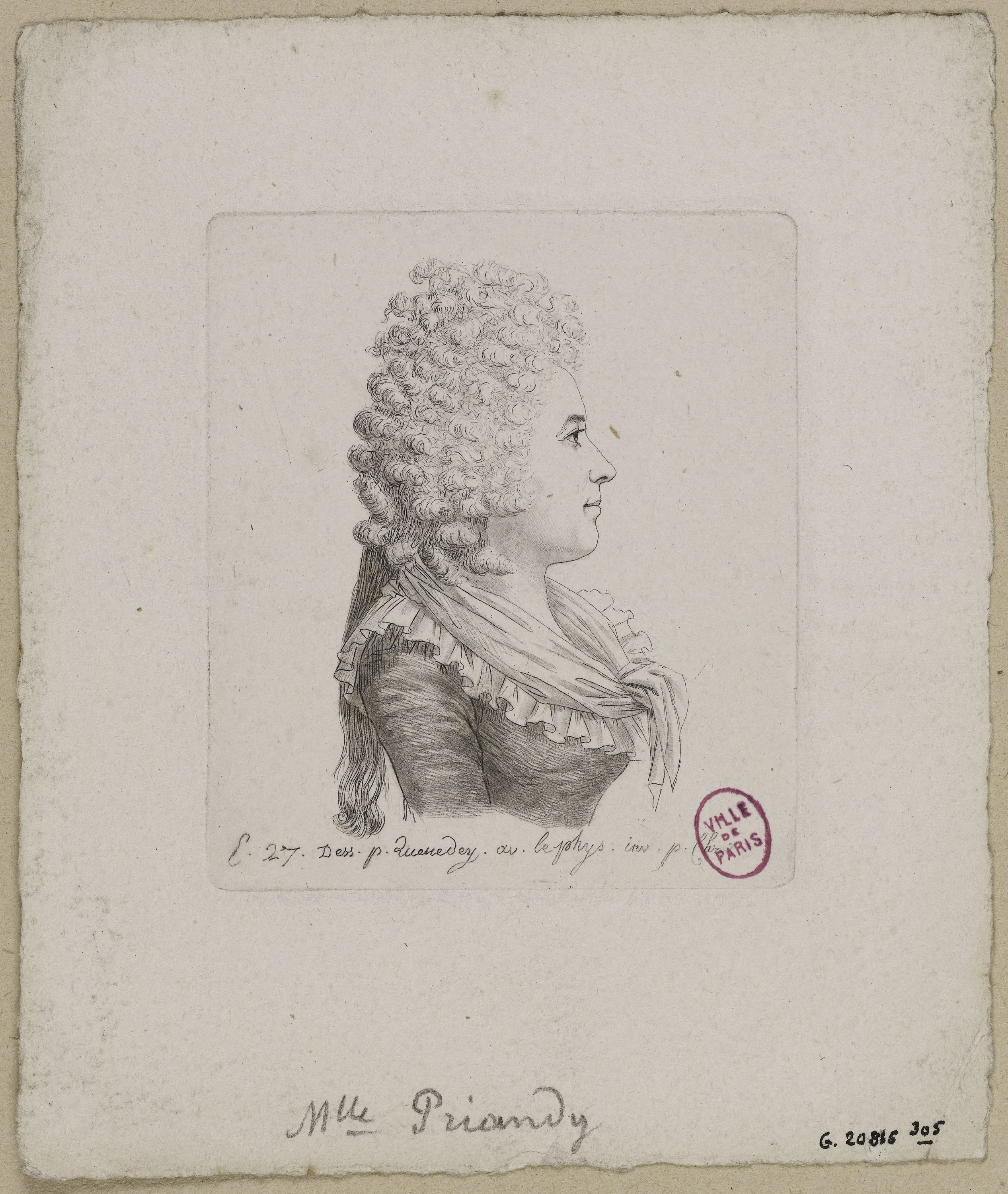 Edmé Quenedey, Portrait de Mademoiselle Priandy