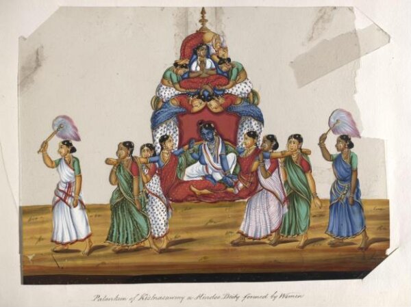 Unknown, One of twenty mica paintings depicting Hindu deities and festival processions with decorated cars.