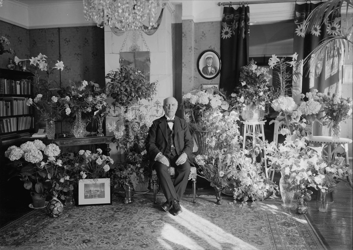 Paul Sandberg, Birthday Portrait - Elderly Man in Home Environment, Probably Uppsala, 1933