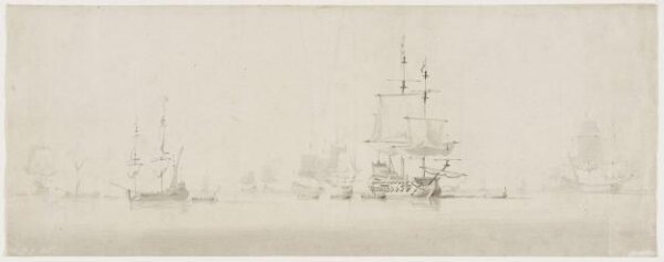 willem van de velde the younger, A fleet at anchor