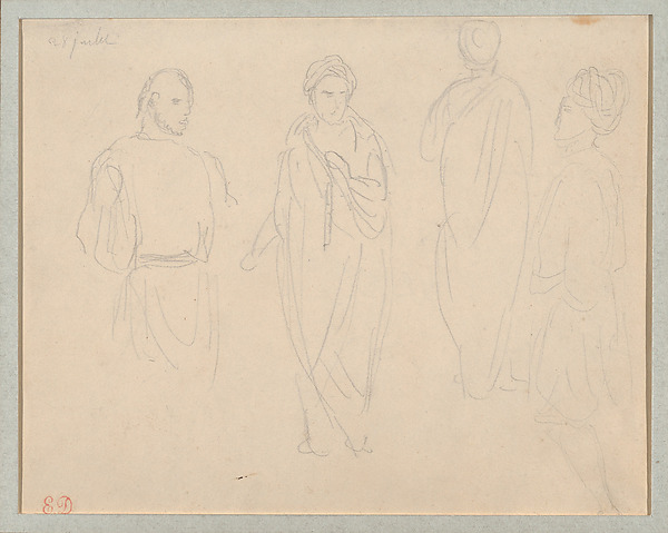 Eugène Delacroix, Four Studies of Figures Wearing Turbans