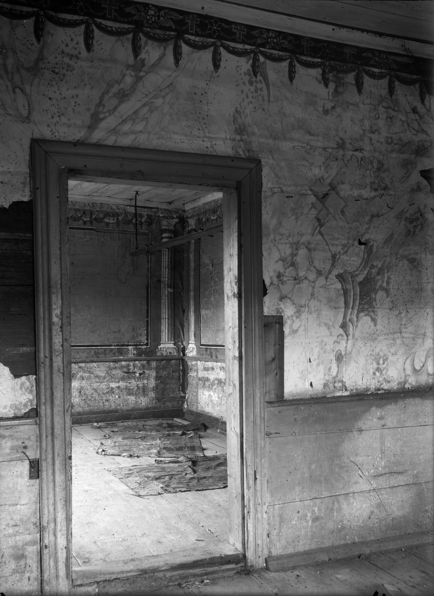 Paul Sandberg, Residential interior with wallpaper and wall decoration, Borgen, Östervåla parish, Uppland 1929