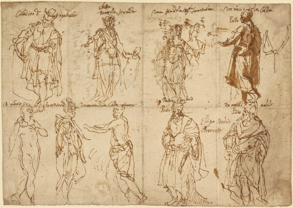 Paolo Veronese, Costume Studies for Sophocles' "Oedipus Tyrannus" (recto); Costume Studies for Sophocles' "Oedipus Tyrannus" (verso)