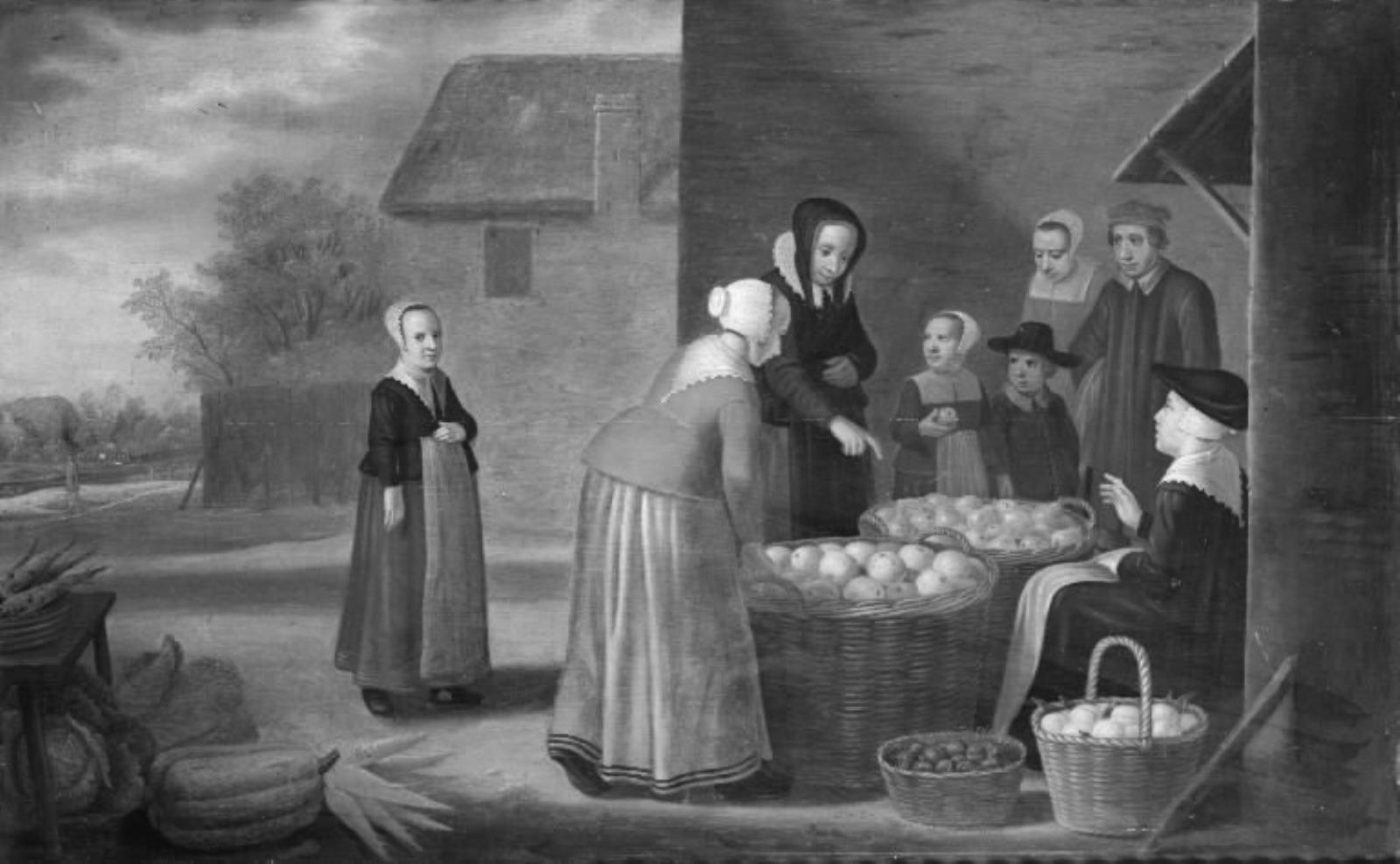 Floris van Schooten, Koner og børn ved en frugthandlerske