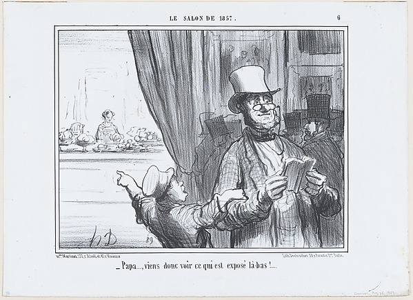 Honoré Daumier, Papa...., viens donc voir ce qui est exposé là-bas!....', from Le Salon de 1857, published in "Le Charivari"