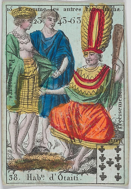 Anonymous, French, 18th century, Hab.ts d'Otaiti from playing cards "Jeu d'Or"