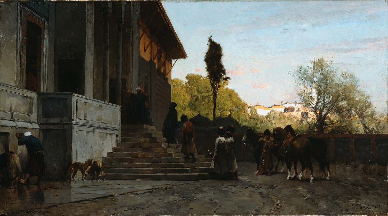 Alberto Pasini, Courtyard in Constantinople