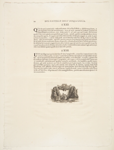 Giovanni Battista Piranesi, Acqua Giulia-fontænen. Tekstblad med vignet