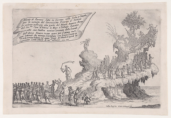 Jacques Callot, Le Char du Mont Parnasse (The Chariot of Mount Parnassus), from "Guerre de Beauté" (Guerra di Bellezza) (War of Beauty)
