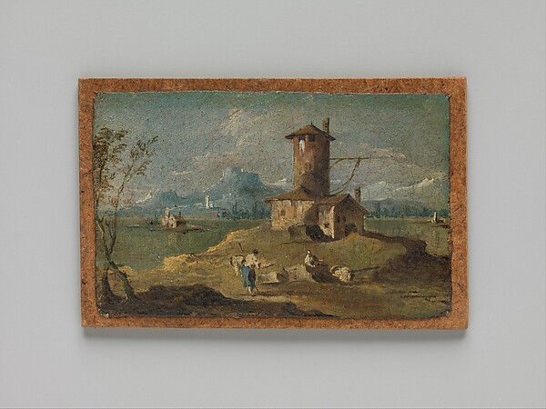 Francesco Guardi, Capriccio with an Island, a Tower, and Houses