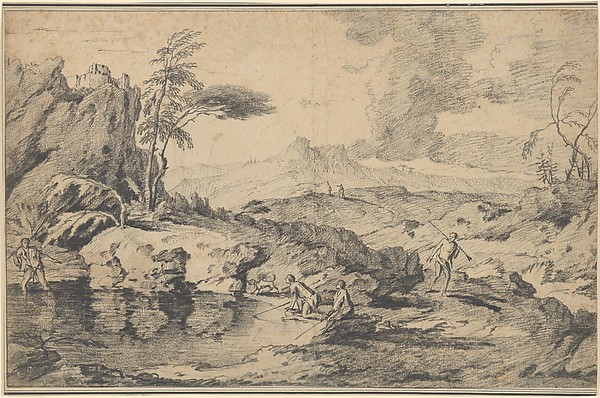 Gaspard Dughet, Landscape with Fishermen