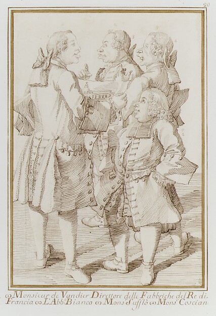 Pier Leone Ghezzi, The Marquis de Vandières, Abbé Jean-Bernard Le Blanc, Germain Soufflot, and Charles-Nicolas Cochin, the Younger
