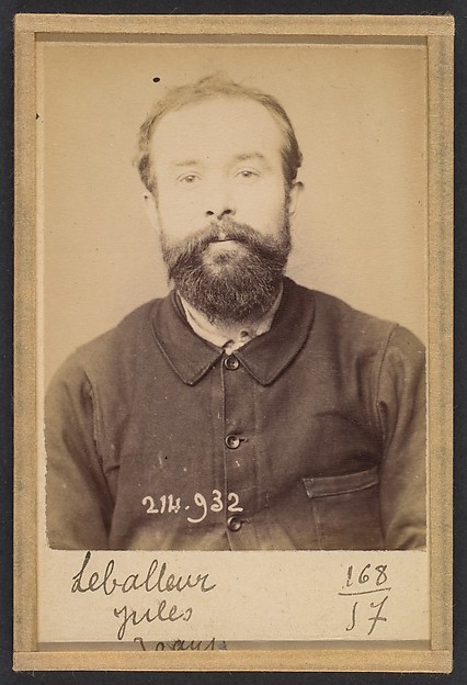 Alphonse Bertillon, Leballeur. Jules, Léon. 29 (ou 30) ans, né à Rouissé Jassée (Sarthe). Cordonnier. Anarchiste. 1/3/94.