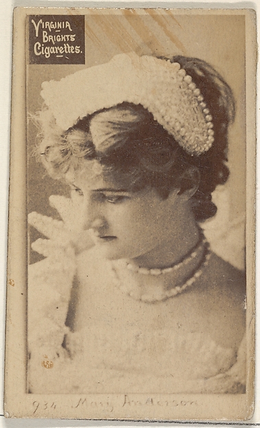 Allen & Ginter, Card 934, Mary Anderson, from the Actors and Actresses series (N45, Type 2) for Virginia Brights Cigarettes