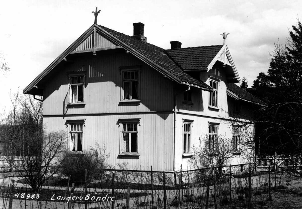 Anders Beer Wilse, Søndre Langerud gård, Oslo, Østre Aker. Våningshuset og hagen.