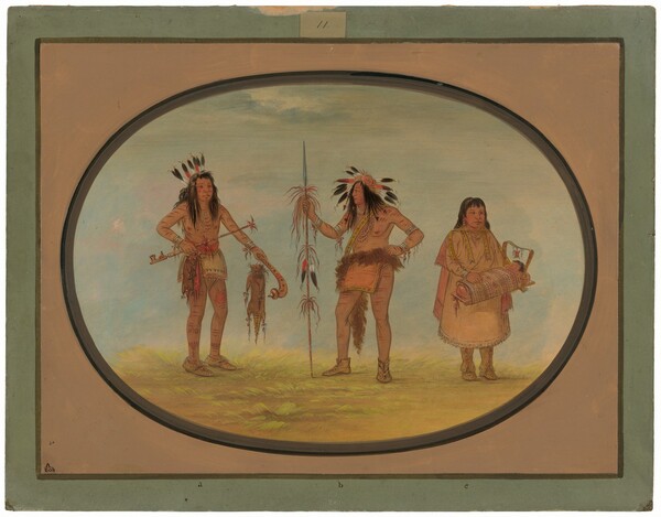 George Catlin, Two Ojibbeway Warriors and a Woman