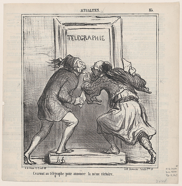 Honoré Daumier, Both running to the telegraph office to announce the same victory, from "News of the Day"
