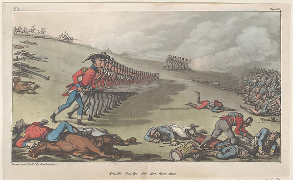 Thomas Rowlandson, Smells Powder for the first time
