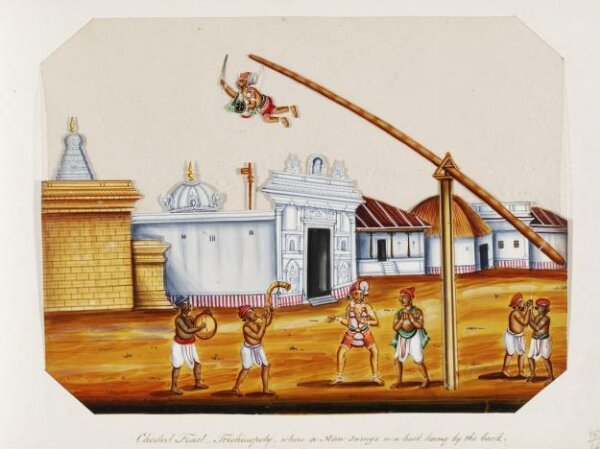 Unknown, One of sixteen mica paintings depicting Hindu deities and festival processions with decorated cars.
