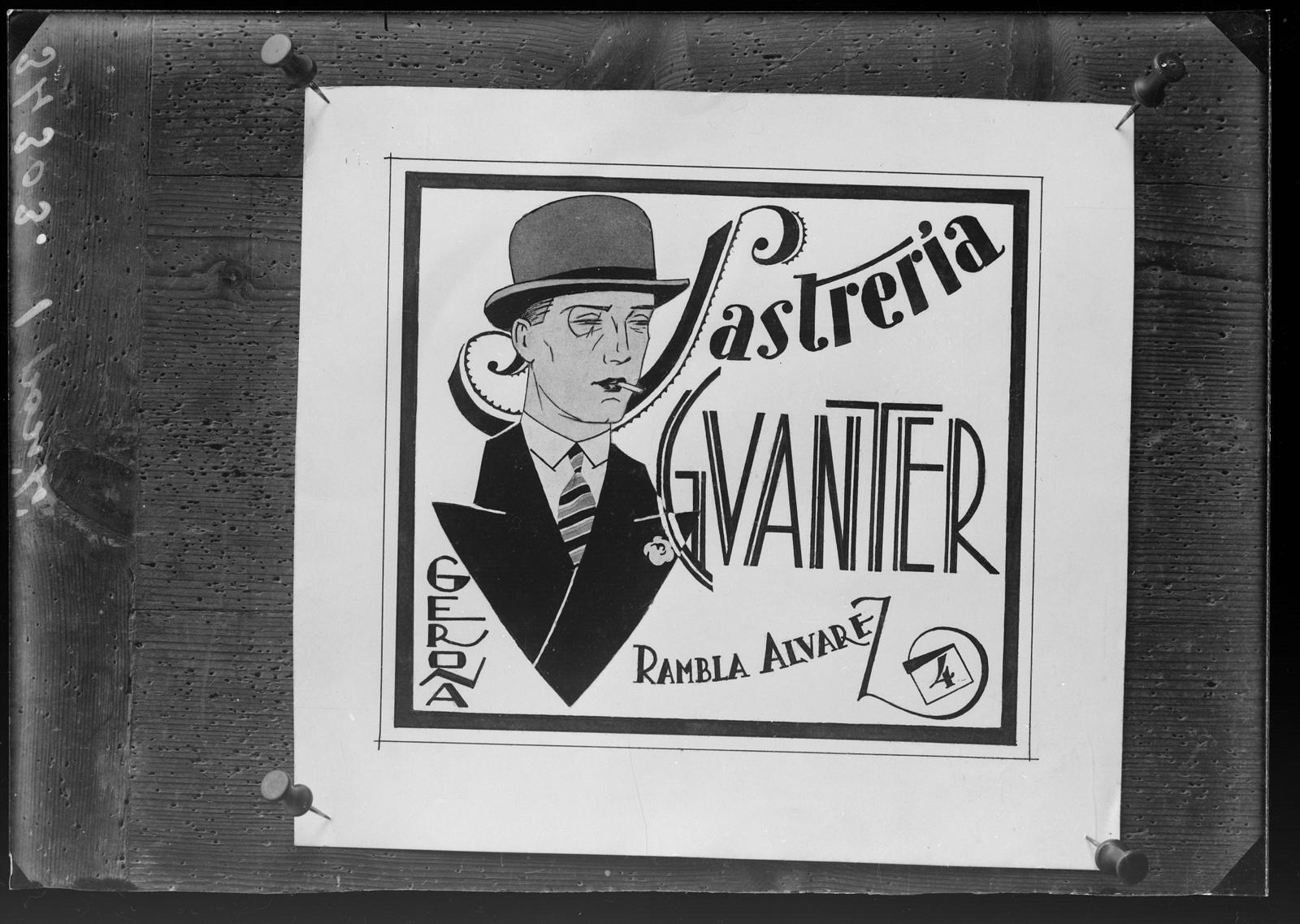 Desconegut, [Cartell publicitari de la sastreria Guanter]