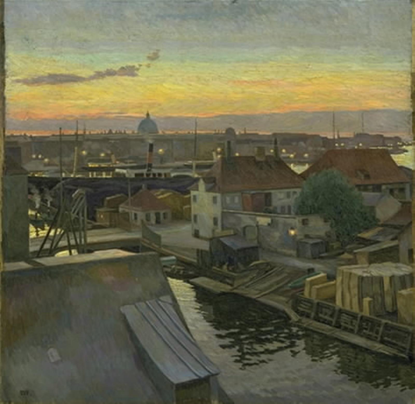 Edvard Weie, Udsigt over Wilders Plads på Christianshavn. Aften
