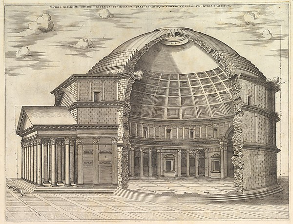 Anonymous, The Pantheon, broken away to show the interior, from "Speculum Romanae Magnificentiae"