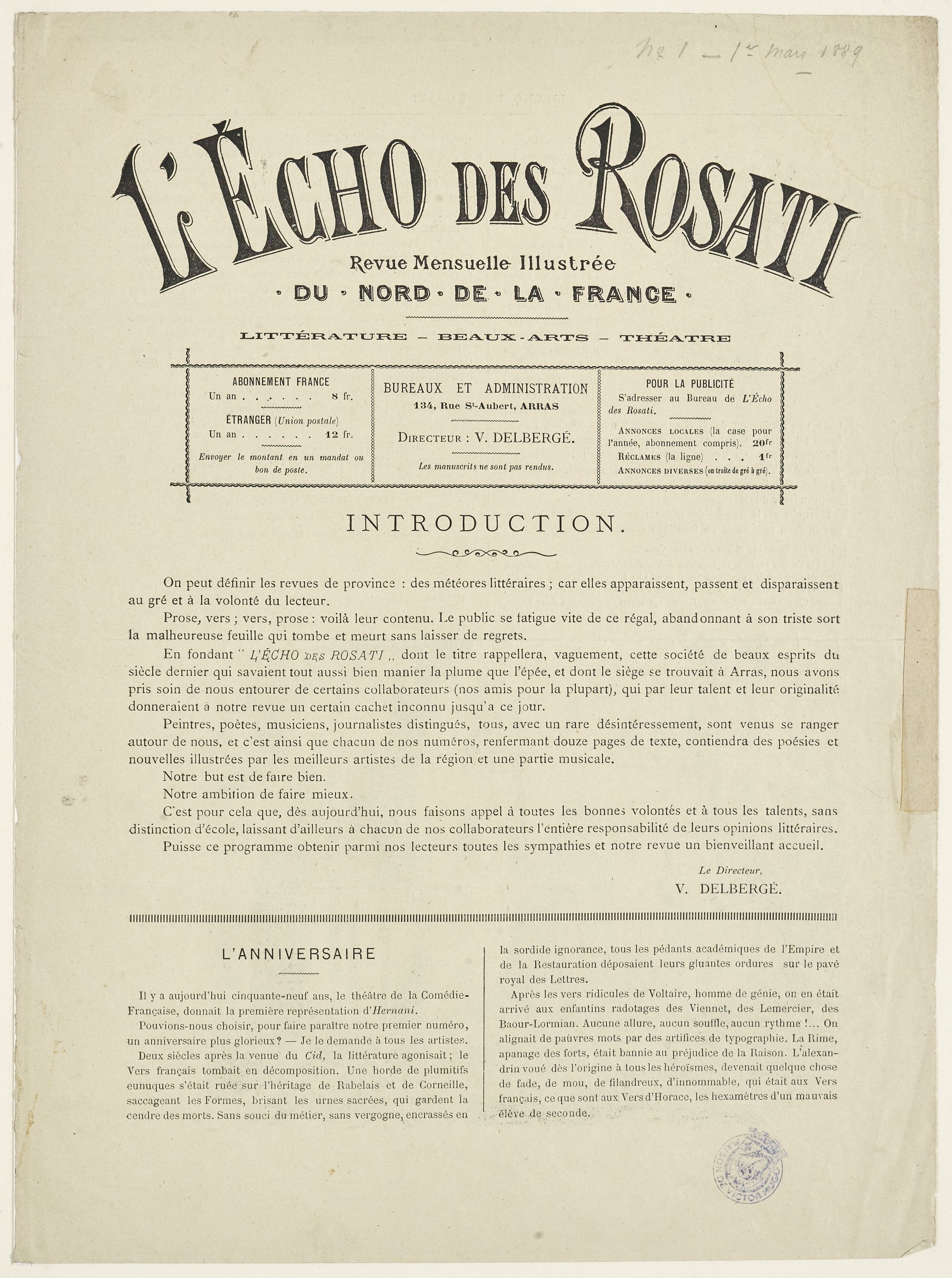 Anonyme, Portrait de Victor Hugo de profil et vue d'un château