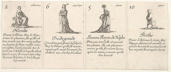 Stefano della Bella, Hecube, Fredegonde, Ieanne Reyne de Naples, and Berthe, from "The Game of Queens" (Le Jeu des Reines Renommées)