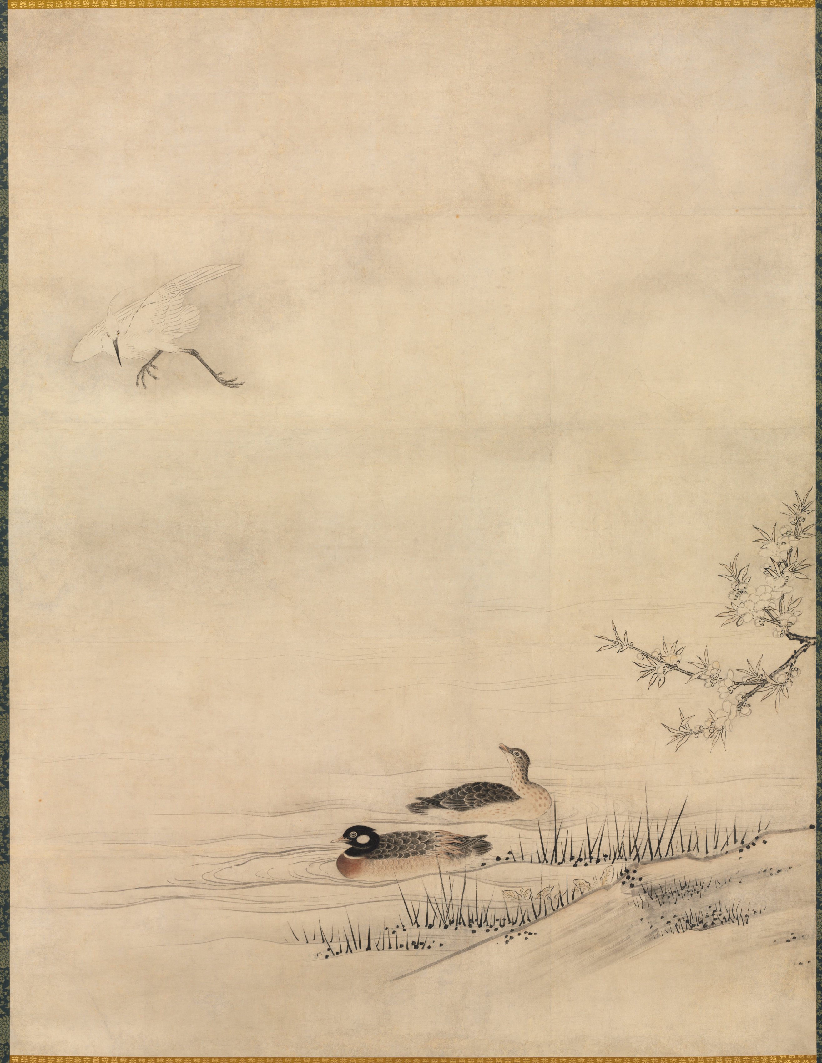 Kano Motonobu, Flowers and Birds in a Spring Landscape