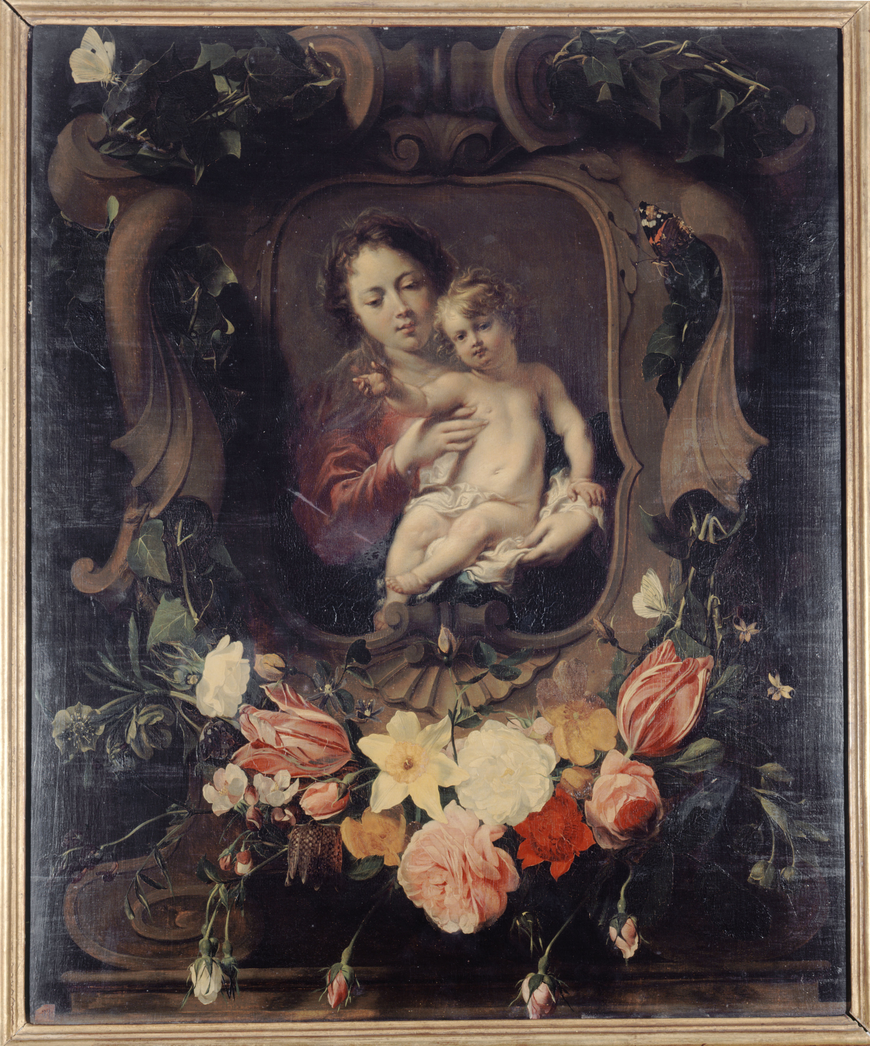 Daniel Seghers, Vierge à l'enfant dans une couronne de fleurs