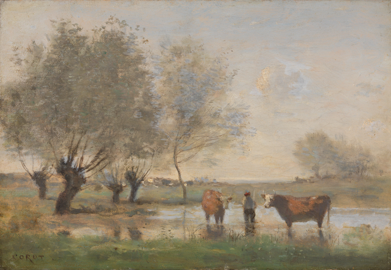 Jean-Baptiste Camille Corot, Cows in a Marshy Landscape
