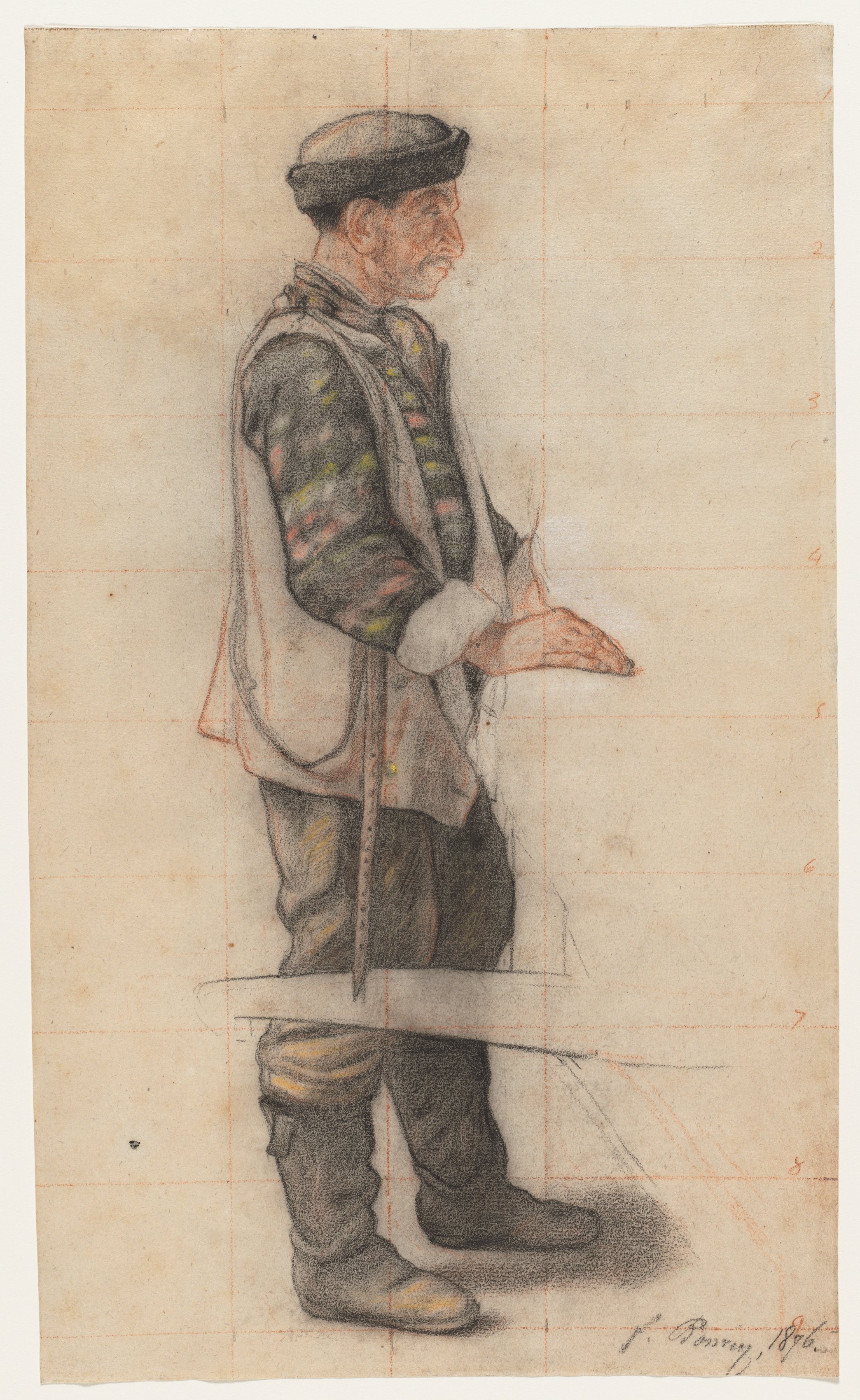 François Bonvin, The Stretcher Bearer (Study for "Le Couvreur tombé")