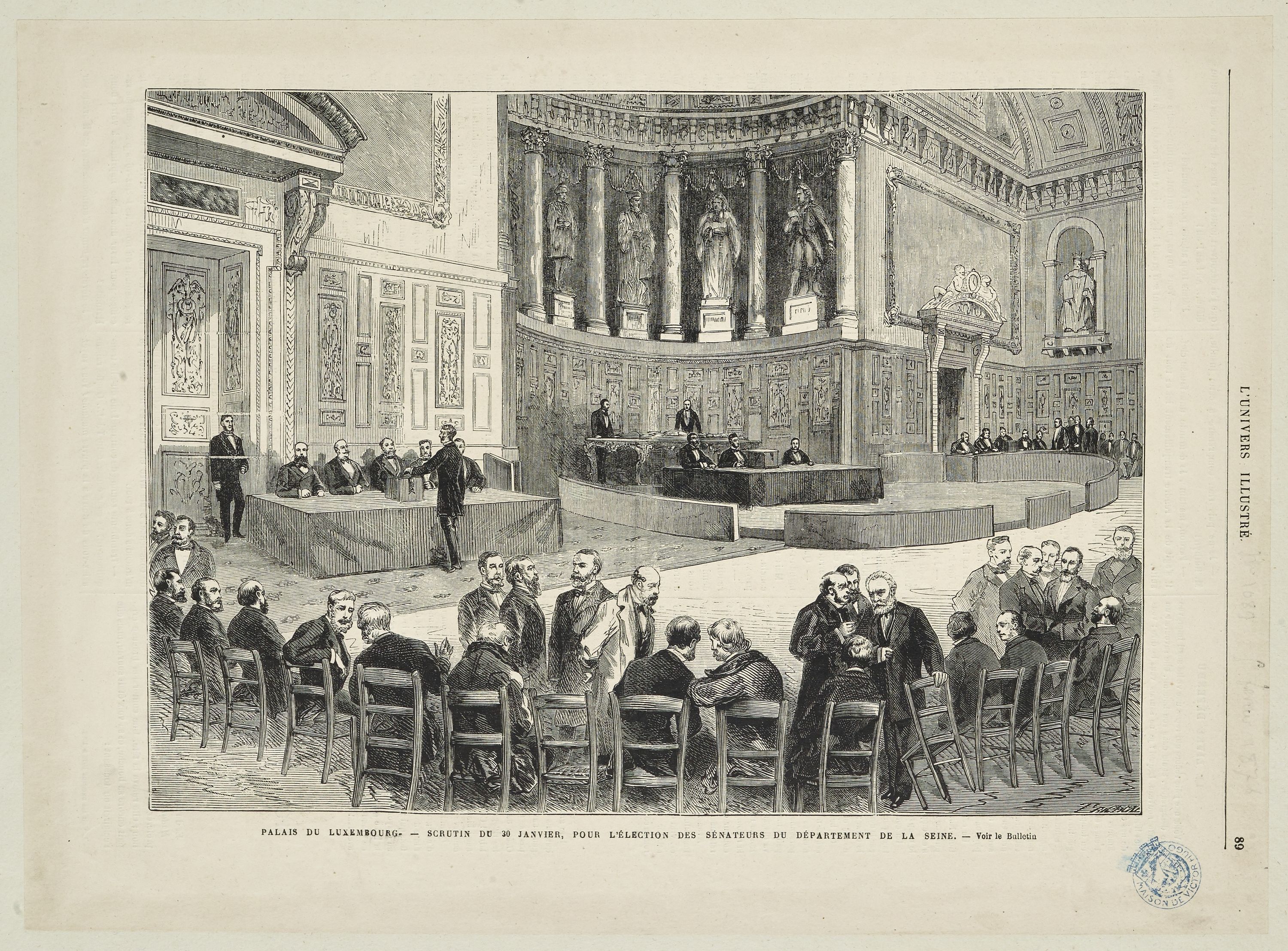 Auguste ou François-Auguste Trichon, Palais du Luxembourg. - Scrutin du 30 janvier, pour l'élection des sénateurs du département de la Seine.