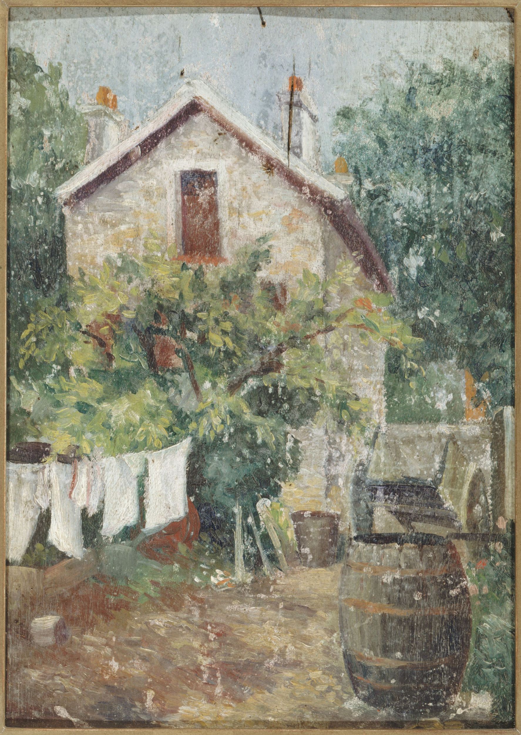 Eugène Atget, Cour de maison avec linge séchant