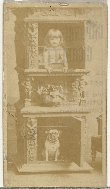 W. Duke, Sons & Co., [Child and dog posing in fireplace], from the Actors and Actresses series (N145-8) issued by Duke Sons & Co. to promote Duke Cigarettes