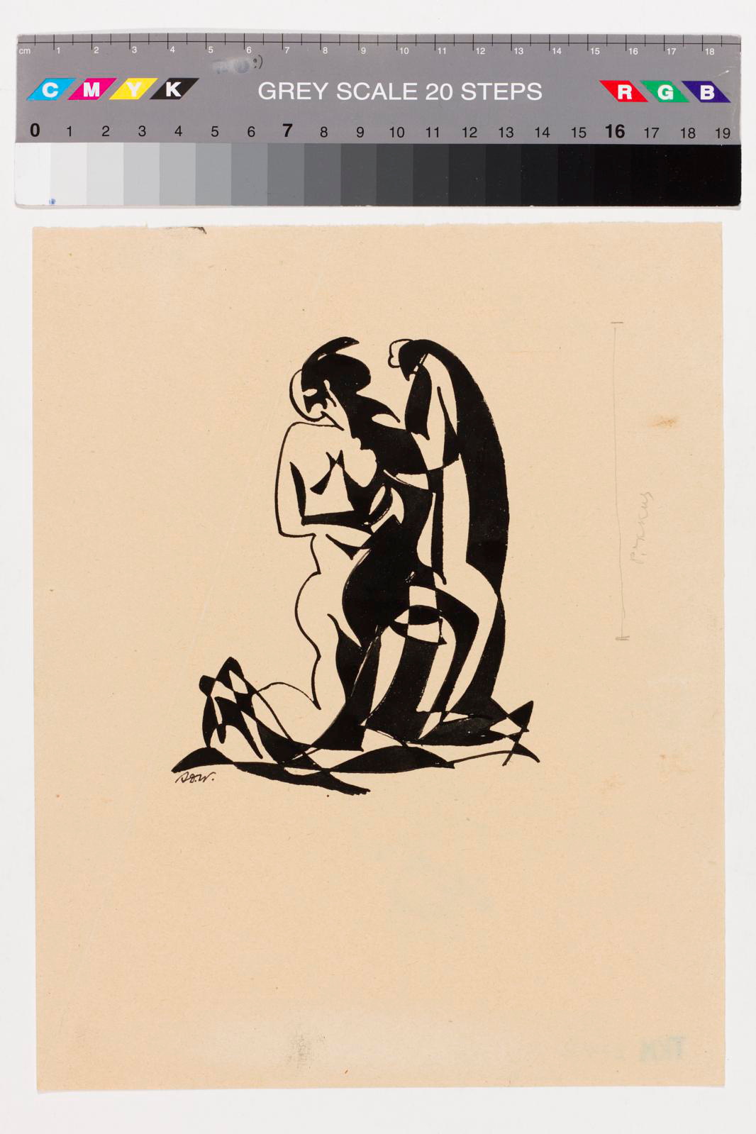 Ado (autor) Vabbe, Woman kneeling. vignette