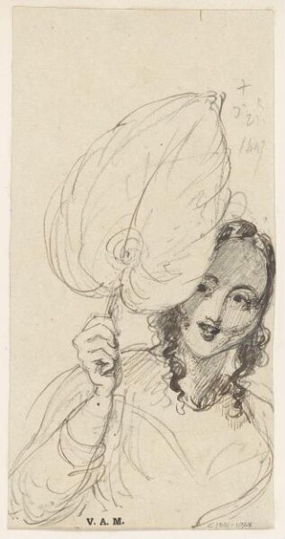 George Chinnery, A Western woman holding up a fan