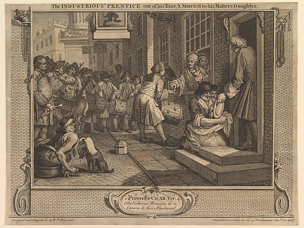 William Hogarth, The Industrious 'Prentice Out of his Time and Married to his Master's Daughter: Industry and Idleness, plate 6