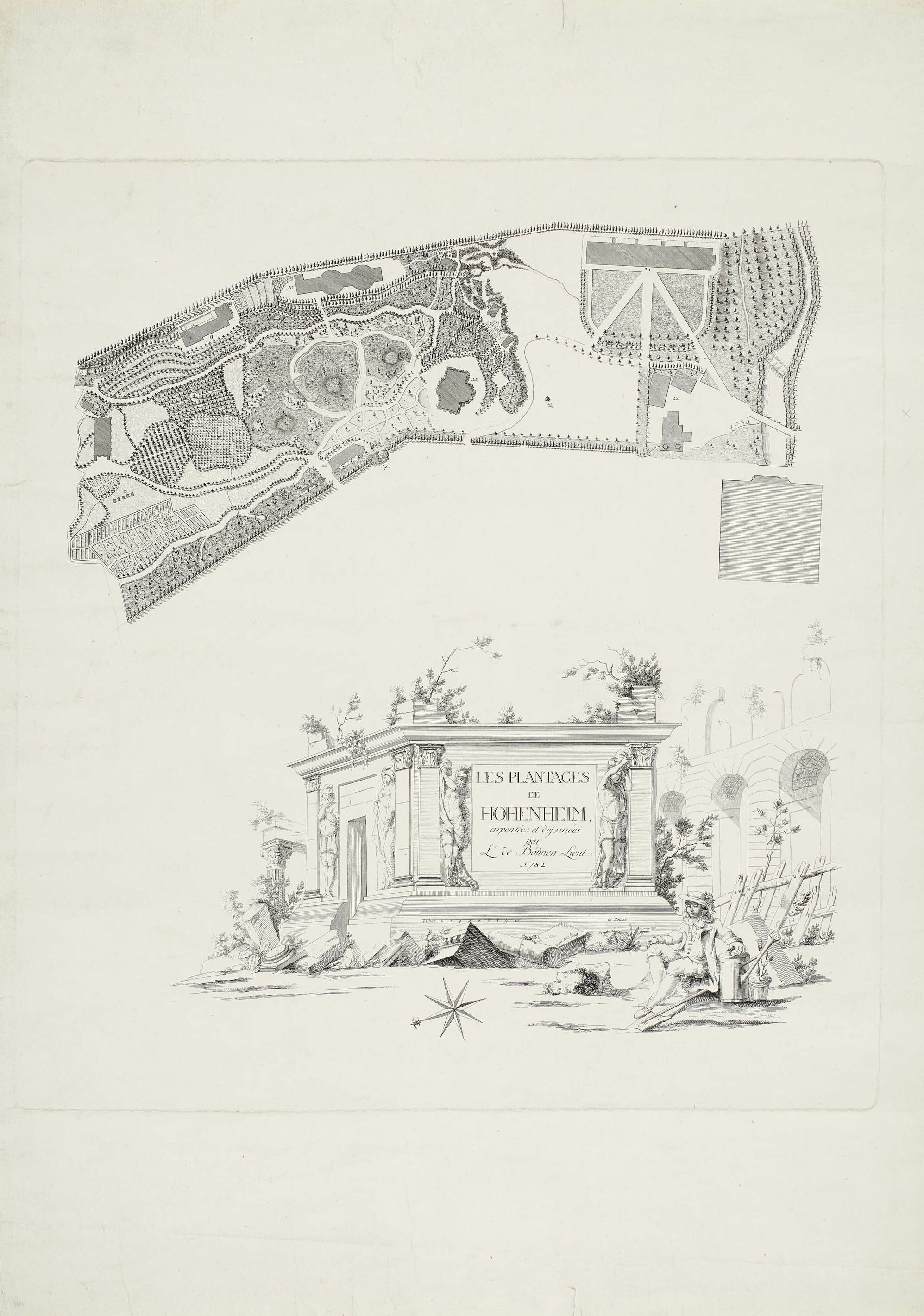 Nikolaus Heideloff, "Les Plantages de Hohenheim", Blatt 1