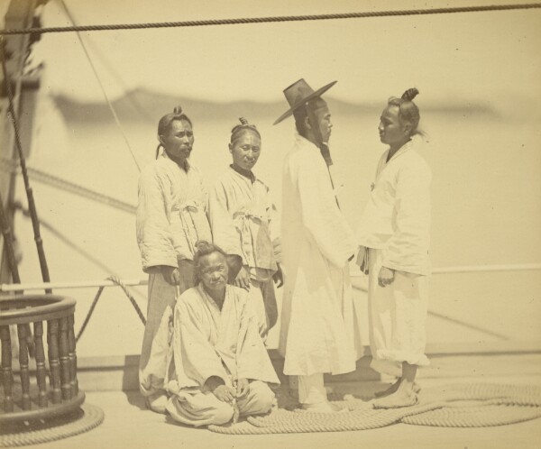 Felice Beato, Corean [sic] Officer and Soldiers with Despatches [sic] on board the 'Colorado'
