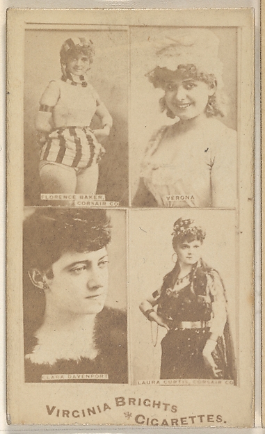 Allen & Ginter, Florence Baker, Corsair Co./ Verona/ Clara Davenport/ Laura Curtis, Corsair Co., from the Actors and Actresses series (N45, Type 4) for Virginia Brights Cigarettes