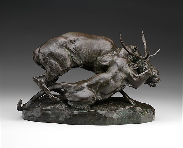 Antoine-Louis Barye, Panther Seizing a Stag