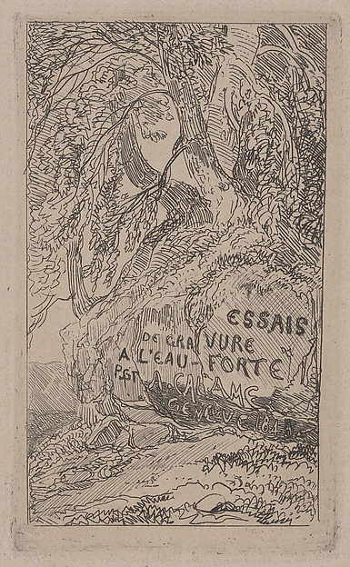 Alexandre Calame, Title page for "Trials at Etching"