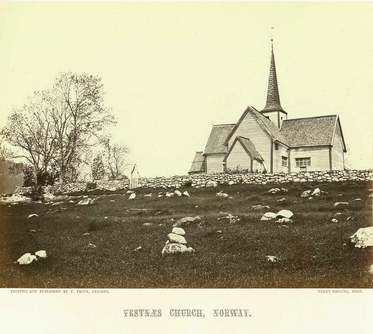 Henry Rosling, Vestnes kirke, Vestnes, Møre og Romsdal. Fra serie norske landskapsfotografier tatt av den engelske fotografen Henry Rosling (1828-1911).