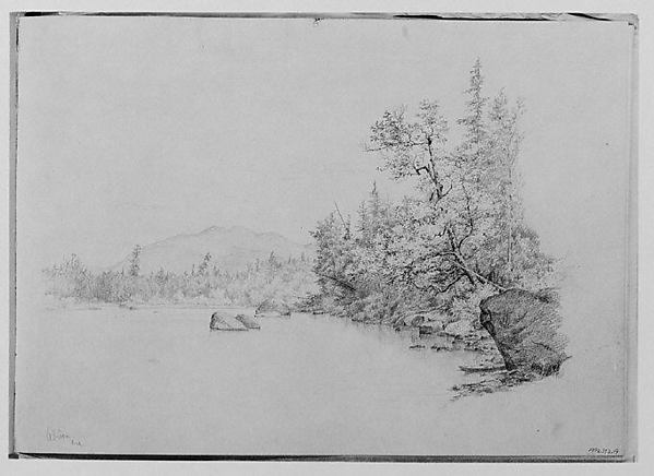 Thomas Hewes Hinckley, Adirondack Lake and Mountain View, 1864 (from Sketchbook)