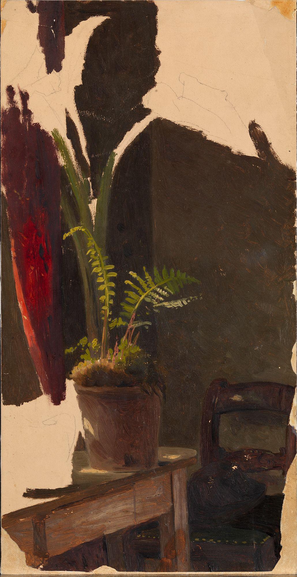 August Cappelen, A Flowerpot with Ferns