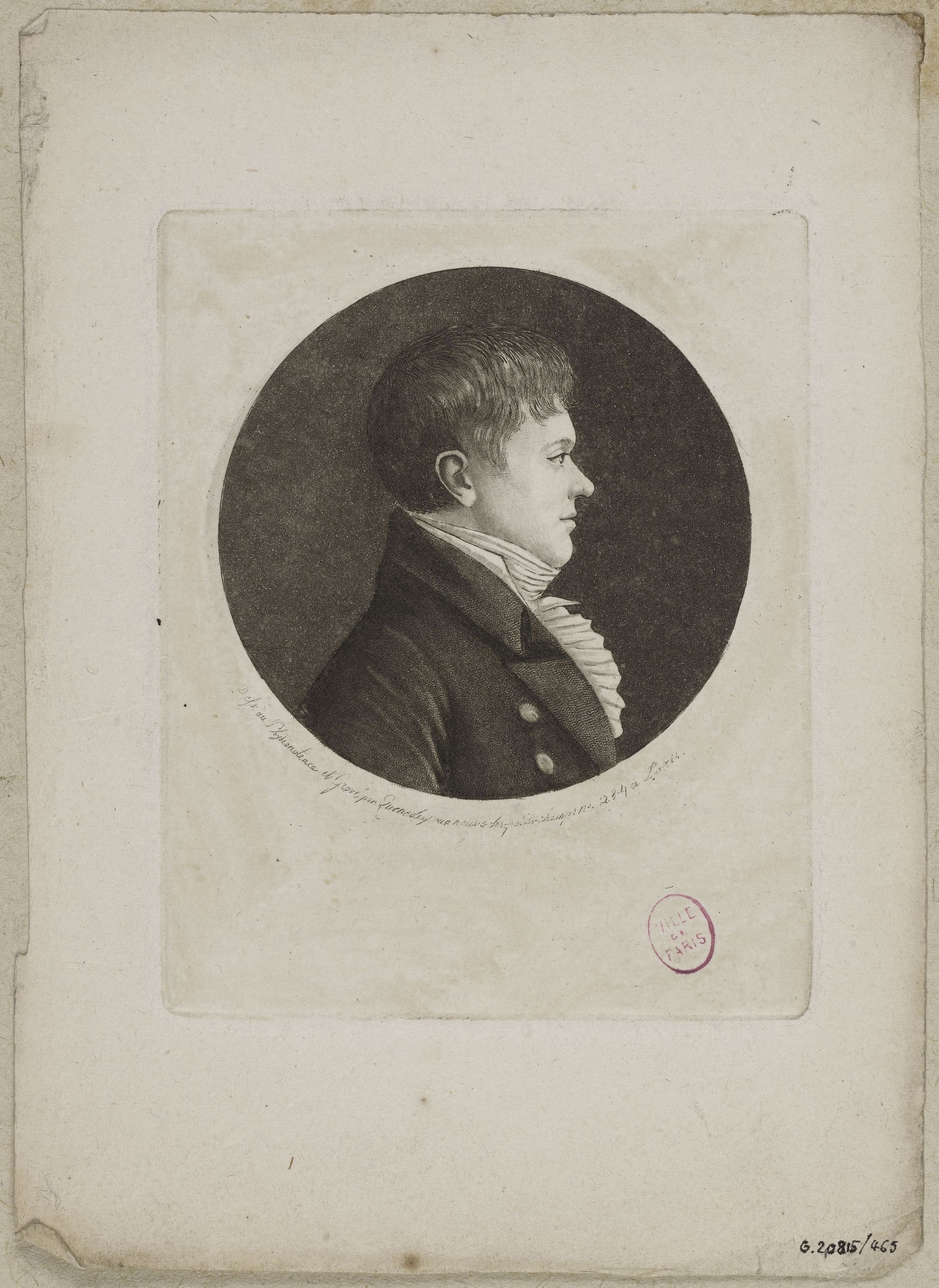 Edmé Quenedey, Portrait d'un homme, fin XVIIIème siècle/début XIXème siècle