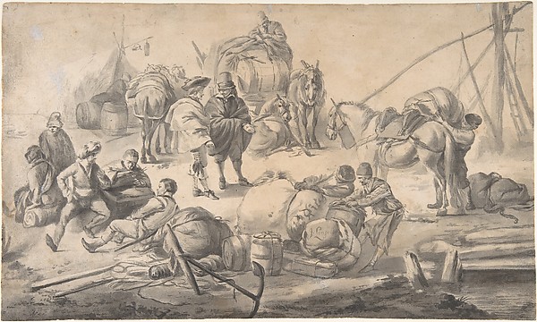 Johannes Lingelbach, Figures at a Quayside