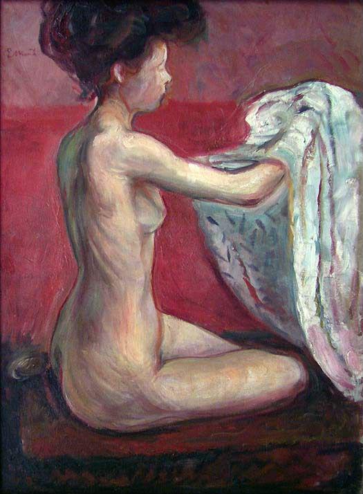 Edvard Munch, Seated Nude against a Red Background